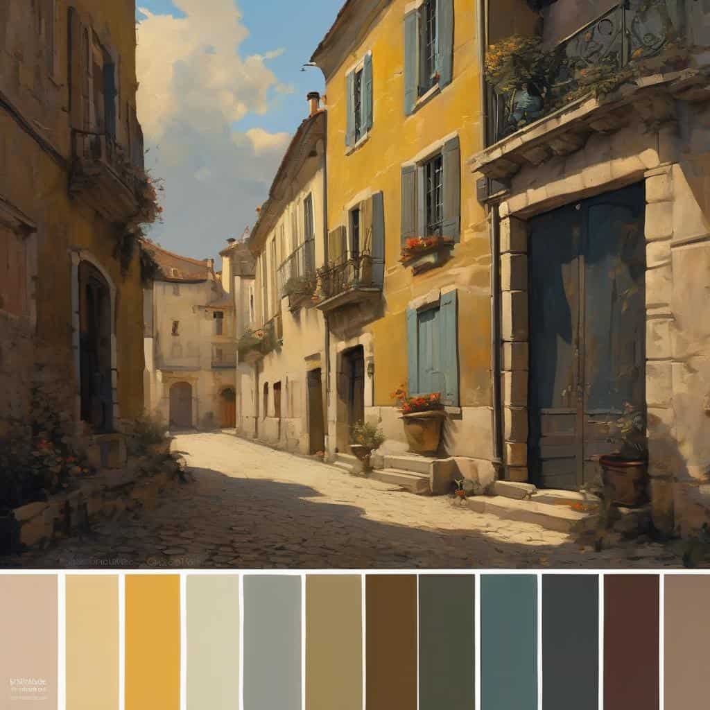 Ρετρό σε πορτοκαλί αποχρώσεις, παλιά αρχοντικά σε γραφική οδό, χρώματα και συμβολισμοί στην τέχνη της έκφρασης.